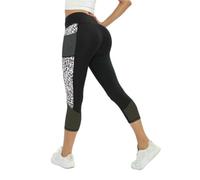 ZERAOKE Leopard Print Butt Lifting Athletic Capri Leggings with Pockets, High Waist Yoga Capri Pants Women Activewear-Leopard Print 2-XXL