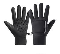 ZERAOKE Men Winter Windproof Waterproof Cold-Proof Warm Touchscreen Gloves with Zipper Pocket for Driving Cycling Ski Travel-Black 2-L