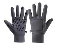 ZERAOKE Men Winter Windproof Waterproof Cold-Proof Warm Touchscreen Gloves with Zipper Pocket for Driving Cycling Ski Travel-Gray 2-M