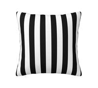 ZERAOKE Soft Plush Throw Pillow Cover For Couch, Black White Stripes, Square Decorative Cushion Case, Machine Washable Pillowcase With Hidden Zipper, No Pilling Pillow Sham For Home Decor