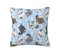 ZERAOKE Soft Plush Throw Pillow Cover For Couch, Blue Chinchillas Moon, Square Decorative Cushion Case, Machine Washable Pillowcase With Hidden Zipper, No Pilling Pillow Sham For Home Decor