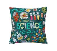 ZERAOKE Soft Plush Throw Pillow Cover For Couch, Cartoon Science Theme, Square Decorative Cushion Case, Machine Washable Pillowcase With Hidden Zipper, No Pilling Pillow Sham For Home Decor