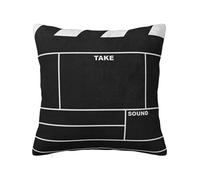 ZERAOKE Soft Plush Throw Pillow Cover For Couch, Classic Movie Clapboard Black, Square Decorative Cushion Case, Machine Washable Pillowcase With Hidden Zipper, No Pilling Pillow Sham For Home Decor