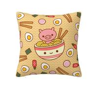 ZERAOKE Soft Plush Throw Pillow Cover For Couch, Delicious Sweet Ramen, Square Decorative Cushion Case, Machine Washable Pillowcase With Hidden Zipper, No Pilling Pillow Sham For Home Decor