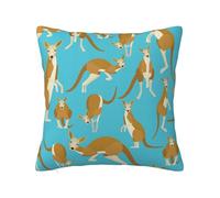 ZERAOKE Soft Plush Throw Pillow Cover For Couch, Funny Cartoon Kangaroo Zoo, Square Decorative Cushion Case, Machine Washable Pillowcase With Hidden Zipper, No Pilling Pillow Sham For Home Decor