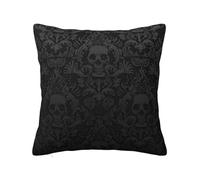 ZERAOKE Soft Plush Throw Pillow Cover For Couch, Gothic Wallpaper Skull, Square Decorative Cushion Case, Machine Washable Pillowcase With Hidden Zipper, No Pilling Pillow Sham For Home Decor