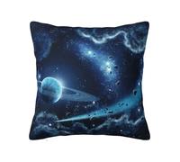 ZERAOKE Soft Plush Throw Pillow Cover For Couch, Moon Stars Planets, Square Decorative Cushion Case, Machine Washable Pillowcase With Hidden Zipper, No Pilling Pillow Sham For Home Decor