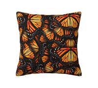 ZERAOKE Soft Plush Throw Pillow Cover For Couch, Orange Butterflies, Square Decorative Cushion Case, Machine Washable Pillowcase With Hidden Zipper, No Pilling Pillow Sham For Home Decor
