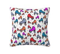 ZERAOKE Soft Plush Throw Pillow Cover For Couch, Roller Skates Colorful, Square Decorative Cushion Case, Machine Washable Pillowcase With Hidden Zipper, No Pilling Pillow Sham For Home Decor