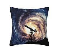 ZERAOKE Soft Plush Throw Pillow Cover For Couch, Space Galaxy Telescope, Square Decorative Cushion Case, Machine Washable Pillowcase With Hidden Zipper, No Pilling Pillow Sham For Home Decor