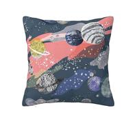 ZERAOKE Soft Plush Throw Pillow Cover For Couch, With Double-Sided Print, Planet, Square Decorative Cushion Case, Machine Washable Pillowcase With Hidden Zipper, No Pilling Pillow Sham For Home Decor
