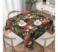 ZERAOKE Square Tablecloth 140x140 Cm, Bright Mushrooms Art - Table Cover, Polyester Wrinkle-Resistant Washable Tablecloths For Indoor/Outdoor Dining Parties Weddings (Fits 78 To 99cm Tables)