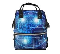 ZERAOKE Waterproof Diaper Backpack For Moms, Artificial Intelligence Brain, Mom Organization Backpack, Stylish Baby Essentials Tote Large Capacity Mommy Travel Bag With Insulated Bottle Pocket