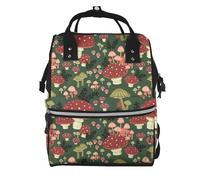 ZERAOKE Waterproof Diaper Backpack For Moms, Bright Mushrooms Art, Mom Organization Backpack, Stylish Baby Essentials Tote Large Capacity Mommy Travel Bag With Insulated Bottle Pocket