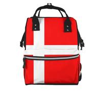 ZERAOKE Waterproof Diaper Backpack For Moms, Denmark Danish Flag, Mom Organization Backpack, Stylish Baby Essentials Tote Large Capacity Mommy Travel Bag With Insulated Bottle Pocket