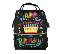 ZERAOKE Waterproof Diaper Backpack For Moms, Happy Birthday Big Cake, Mom Organization Backpack, Stylish Baby Essentials Tote Large Capacity Mommy Travel Bag With Insulated Bottle Pocket
