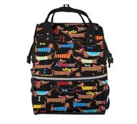ZERAOKE Waterproof Diaper Backpack For Moms, I Love My Dog Dachshunds, Mom Organization Backpack, Stylish Baby Essentials Tote Large Capacity Mommy Travel Bag With Insulated Bottle Pocket