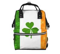 ZERAOKE Waterproof Diaper Backpack For Moms, Irish Flag, Mom Organization Backpack, Stylish Baby Essentials Tote Large Capacity Mommy Travel Bag With Insulated Bottle Pocket