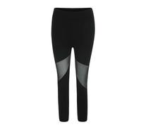 ZERAOKE Women Black Patchwork Mesh Elastic Capri Yoga Leggings for Fitness Gym Cycling Running Sports-Black-M