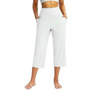 ZERAOKE Women High Waist Pilates Dance Athletic Yoga Capri Pant with Pockets Fashion Loose Fit Casual Pants, White, S