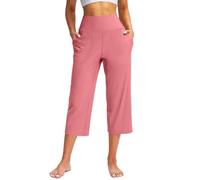 ZERAOKE Women High Waist Pilates Dance Athletic Yoga Capri Pant with Pockets Fashion Loose Fit Casual Pants-Red-XL