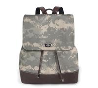 ZERAOKE Women'S Leather Backpack Purse, Army Digital Camouflage, Luxury Pu Leather Laptop Backpack For Work/Travel, Anti-Theft 15.6 Inch School Bag, Stylish Durable School Bag For College Girls Women