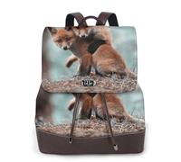 ZERAOKE Women'S Leather Backpack Purse, Cute Animal Fox, Luxury Pu Leather Laptop Backpack For Work/Travel, Anti-Theft 15.6 Inch School Bag, Stylish Durable School Bag For College Girls Women