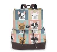 ZERAOKE Women'S Leather Backpack Purse, French Bulldog, Luxury Pu Leather Laptop Backpack For Work/Travel, Anti-Theft 15.6 Inch School Bag, Stylish Durable School Bag For College Girls Women