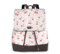 ZERAOKE Women'S Leather Backpack Purse, Lovely Sweet Red Cherry, Luxury Pu Leather Laptop Backpack For Work/Travel, Anti-Theft 15.6 Inch School Bag, Stylish Durable School Bag For College Girls Women