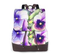 ZERAOKE Women'S Leather Backpack Purse, Pansy Perfection, Luxury Pu Leather Laptop Backpack For Work/Travel, Anti-Theft 15.6 Inch School Bag, Stylish Durable School Bag For College Girls Women