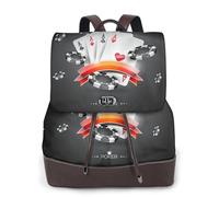 ZERAOKE Women'S Leather Backpack Purse, Poker Tournament, Luxury Pu Leather Laptop Backpack For Work/Travel, Anti-Theft 15.6 Inch School Bag, Stylish Durable School Bag For College Girls Women