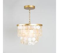 ZERAPH Chandeliers Ceiling Lights Simple Wind Chime Shell Chandelier Metal Frame Mother of Pearl Hanging Light Princess Room Bedroom Study Decoration Suspended Chandelier E26 Indoor Light