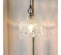 ZERAPH Crystal Glass Chandelier Pendant Ceiling Lighting European Style Gold Raindrop Hanging Lamp Single Antique Farmhouse Pendant Light for Kitchen Island Dining Room Bedroom Girls Beds