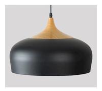 ZERAPH Industrial Black Droplight Pendant Barn Light Fixture Farmhouse Wood Pendant Light, Dome Minimalist Hardwired Hanging Lighting Mid-Century Ceiling Mounted Light for Dining Room Bedroom