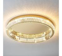 ZERAPH Postmodern Modern Circular Flush Mount Ceiling Lamp Crystal Decorate Ceiling Light Gold Metal Ceiling Lighting Fixture for Dining Room Living Room Bedroom Hallway Chandelier