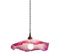 ZERAPH Retro Pink Glass Pendant Lighting Fixture Farmhouse Glass Chandelier Brass Finish Ceiling Drop Light Fixture E26/E27 Lamp Fitting for Kitchen Island Bedroom Hallway Hanging Light