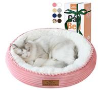 Zerbuger 20in Washable Cat Beds for Indoor Cats - Round Donut Pet Bed for Cats, Small Dogs, Puppy, Kitten - Anti-Slip Bottom, Calming Bed Gift - Pink