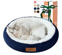Zerbuger 20in Washable Cat Beds for Indoor Cats - Round Donut Pet Bed for Cats, Small Dogs, Puppy, Kitten - Anti-Slip Bottom, Calming Bed Gift - Navy Blue