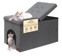 Zerbuger Cat Litter Box Enclosure Furniture, Hidden Litter Box Furniture Ottoman Extra Large Flip-Up Lid, Cat Washroom Bench Storage Cabinet, Dog Proof, Easy Assembly, 30 x 20 x 20Inches, Gray