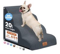 Zerbuger Dog Ramp and Stair for Bed 16" H-20 H,3-Step Cat Stair for Sofa and Chair,4-Step Dog Ramp for High Bed and Window,Durable Nonslip Fabric Cover for Indoor (Dark Grey-20 H, Pet Friendly, 4)