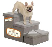 Zerbuger Dog Stairs 23" H, 4-Step Wider Dog Steps for High Beds Window, Folding Storage Pet Stairs Gift for Small/Medium/Large Old Dogs Cats, Ramp for Climbing Car Up to 200 lbs (Gray, with Condo)
