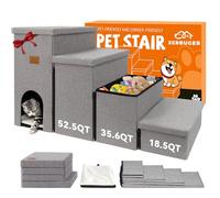 Zerbuger Dog Stairs 23" H, 4-Step Wider Dog Steps for High Beds Window, Folding Storage Pet Stairs Gift for Small/Medium/Large Old Dogs Cats, Ramp for Climbing Car Up to 200 lbs (Gray, with Condo)