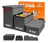 Zerbuger Dog Stairs with Storage 18" H, 3-Step Wider Dog Steps for Small/Medium/Large Old Dogs Cats, Folding Sturdy Pet Stairs Climbing Bed Couch, Ramp for Car Hold Up to 200 lbs (Dark Grey, No Condo)