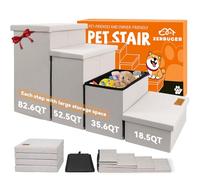 Zerbuger Dog Stairs with Storage 23" H, 4-Step Wider Dog Steps for High Beds Window, Folding Sturdy Pet Stairs Gift for Small/Medium/Large Old Dogs Cat, Ramp for Climbing Car Up to 200 lbs, Beige
