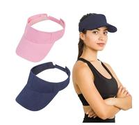 Zercart 2 Pcs Sports Visor Cap, Adjustable Golf Visor Hat, Sun Protective Visor with Perspiration Breathable Sweatband, Golf Running Fishing Cycling Tennis Visor Hats for Men Women