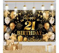 Zercart 21st Birthday Party Backdrop Banner for Anniversary Celebrations