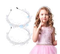 Zercart 2Pcs Pearl Wedding Hair Piece, Flower Girl Headband Child White Flower Hair Bands, Bridal Wedding Party Headpiece for Women and Girls