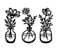 Zercart 3-Piece Metal Flower Wall Art - Black Metal Wall Art Decoration, Black Tulip Wire Iron Decor for Living Room, Bathroom, Bedroom, Patio, Balcony, Kitchen
