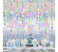 Zercart 3Pcs Glitter Party Decorations, Happy Birthday Hanging Sign Supplies, Glittery Happy Birth-Tay Banner