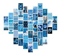 Zercart 50Pcs Blue Photo Wall Collage Kit Aesthetic Pictures, Blue Neon Posters Wall Posters Prints Picture Photo Collection Collage Pictures for Room Bedroom Dorm Decor 4 x 6 Inch